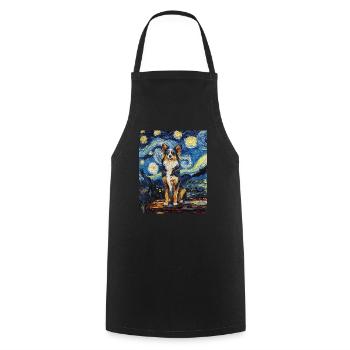 Berger Australien Chien nuit étoilée van gogh - Tablier de cuisine - noir - Devant - AI Model Male 185 dark (185cm)