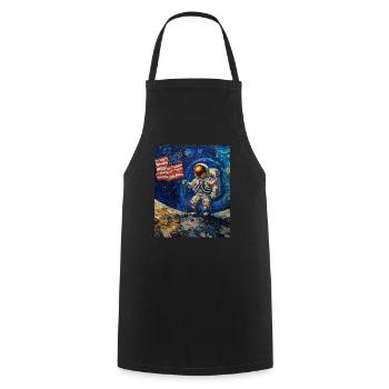 Astronaute sur la lune avec le drapeau américain - Tablier de cuisine - noir - Devant - AI Model Male 185 dark (185cm)