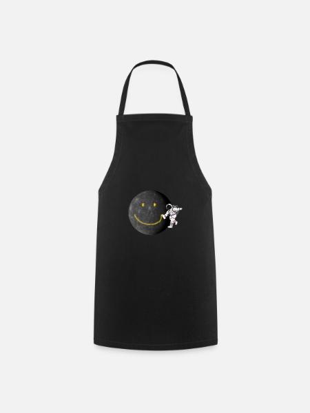 Astronaut laughing moon, cool pictures - Cooking Apron - black