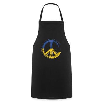 UKRAINE - PEACE - Cooking Apron - black - Front - AI Model Male 185 dark (185cm)