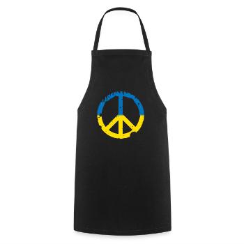 PEACE UKRAINE - STOP WAR - FREE - Cooking Apron - black - Front - AI Model Male 185 dark (185cm)