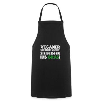 Veganer sterben nicht, sie beissen ins Gras - Kochschürze - Schwarz - Vorne - AI Model Male 185 dark (185cm)