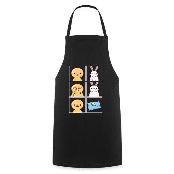Oreiller de lapin cassé Design pour les fans de lapin - Tablier de cuisine - noir - Devant - AI Model Male 185 dark (185cm)
