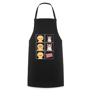 Dog cushion Eaten design for dog owners - Cooking Apron - black - Front - AI Model Male 185 dark (185cm)