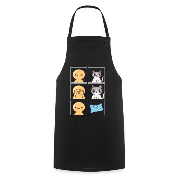 Conception cassée d’oreiller de chat pour les propriétaires de chats - Tablier de cuisine - noir - Devant - AI Model Male 185 dark (185cm)