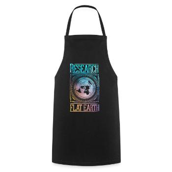 Flache Erde - Research Flat Earth - Kochschürze - Schwarz - Vorne - AI Model Male 185 dark (185cm)
