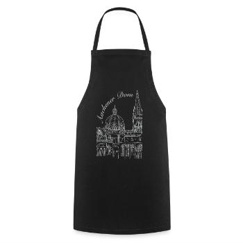 Cathédrale d’Aix-la-Chapelle en Allemagne, dessinée à la main - Tablier de cuisine - noir - Devant - AI Model Male 185 dark (185cm)