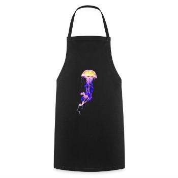 Colored Jellyfish Croaker Purple Yellow - Cooking Apron - black - Front - AI Model Male 185 dark (185cm)
