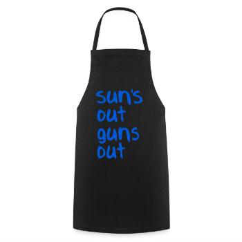 Sun's out, guns out Lustiges T-Shirt - blau - Kochschürze - Schwarz - Vorne - AI Model Male 185 dark (185cm)