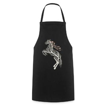 Horse tree cherry blossoms - Cooking Apron - black - Front - AI Model Male 185 dark (185cm)