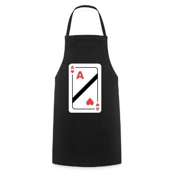 Herz As Spielkarte - Kochschürze - Schwarz - Vorne - AI Model Male 185 dark (185cm)