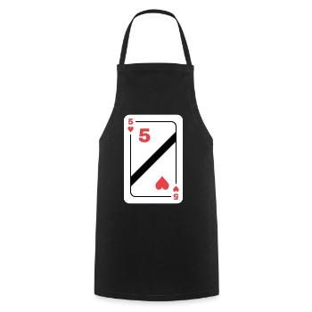 Herz Fünf Spielkarte Pokerkarte - Kochschürze - Schwarz - Vorne - AI Model Male 185 dark (185cm)