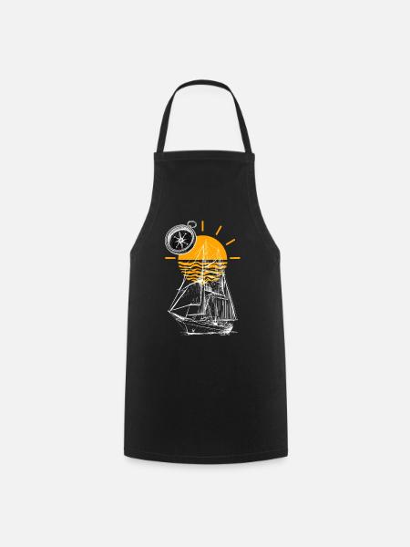 Sailing Ship Sunset - Cooking Apron - black