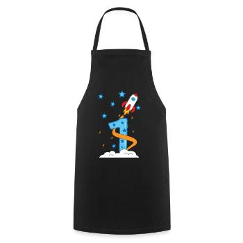 1st Birthday Baby Child Rocket - Cooking Apron - black - Front - AI Model Male 185 dark (185cm)
