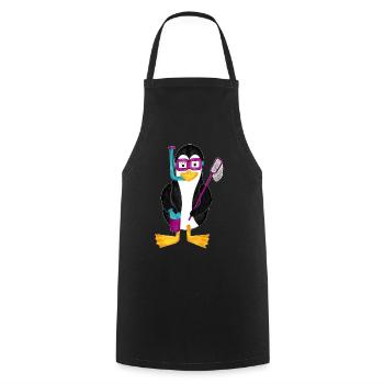 Pinguin Schnorchel Urlaub Ferien Badeurlaub - Kochschürze - Schwarz - Vorne - AI Model Male 185 dark (185cm)