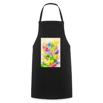 Flower Art - Cooking Apron - black - Front - AI Model Male 185 dark (185cm)