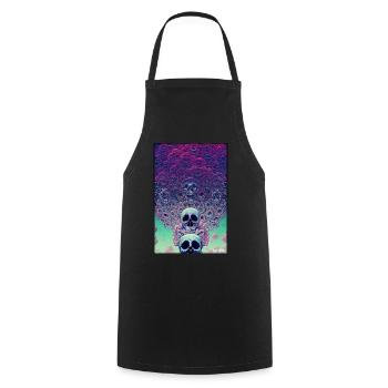 Skull Flowers Rose Cloud - Cooking Apron - black - Front - AI Model Male 185 dark (185cm)