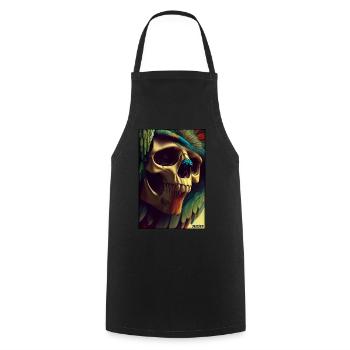 Squelette de plume de perroquet de crâne - Tablier de cuisine - noir - Devant - AI Model Male 185 dark (185cm)