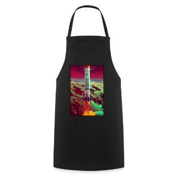 Lancement de fusée Space Stars Nuages - Tablier de cuisine - noir - Devant - AI Model Male 185 dark (185cm)