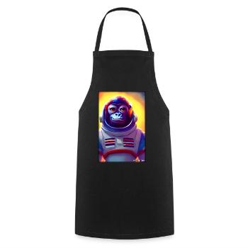 Monkey Animal Astronaut Space Space Universe 5 - Cooking Apron - black - Front - AI Model Male 185 dark (185cm)