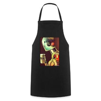 Robot Coffee Future Science Machine - Cooking Apron - black - Front - AI Model Male 185 dark (185cm)