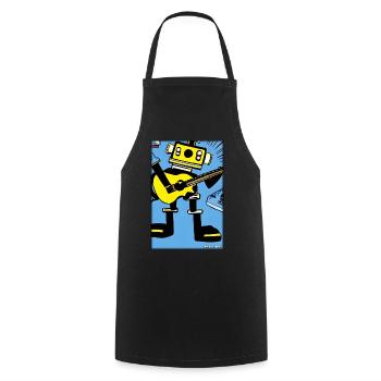 Roboter Gitarre Gitarrist Zukunft Musik Comic - Kochschürze - Schwarz - Vorne - AI Model Male 185 dark (185cm)
