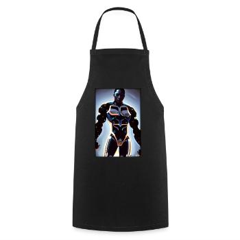 Cyborg Mann Zukunft Sci-Fi Maschine Technik - Kochschürze - Schwarz - Vorne - AI Model Male 185 dark (185cm)
