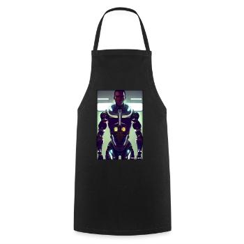 Cyborg Man Future Sci-Fi Machine Technology - Cooking Apron - black - Front - AI Model Male 185 dark (185cm)