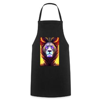Löwe Raubkatze Cyber Neon Punk Zukunft Sci-Fi - Kochschürze - Schwarz - Vorne - AI Model Male 185 dark (185cm)