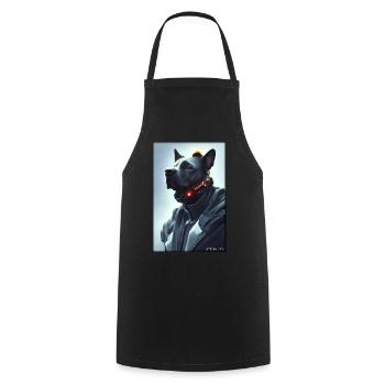 Dog Dog Lovers Cyber Neon Punk Future Sci-Fi - Cooking Apron - black - Front - AI Model Male 185 dark (185cm)