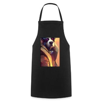 Dog Dog Lovers Cyber Neon Punk Future Sci-Fi - Cooking Apron - black - Front - AI Model Male 185 dark (185cm)