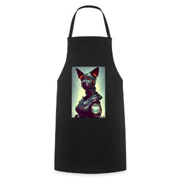 Dog Dog Lovers Cyber Neon Punk Future Sci-Fi - Cooking Apron - black - Front - AI Model Male 185 dark (185cm)