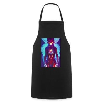 Fox Wildlife Cyber Neon Punk Future Sci-Fi - Cooking Apron - black - Front - AI Model Male 185 dark (185cm)