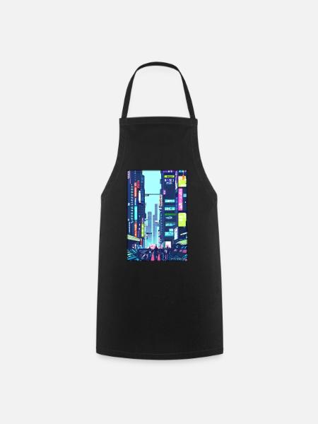 Tokyo City City Cyber Punk Future Sci-Fi Asia - Cooking Apron - black