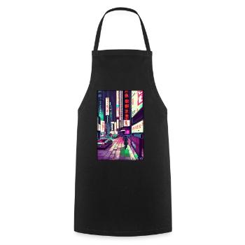 Tokyo City City Cyber Punk Future Sci-Fi Asia - Cooking Apron - black - Front - AI Model Male 185 dark (185cm)