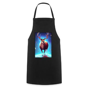 Reindeer Christmas Space Galaxy Universe Map - Cooking Apron - black - Front - AI Model Male 185 dark (185cm)