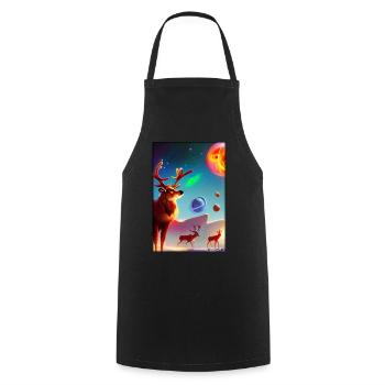 Reindeer Christmas Space Galaxy Universe Map - Cooking Apron - black - Front - AI Model Male 185 dark (185cm)