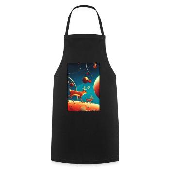 Reindeer Christmas Space Galaxy Universe Map - Cooking Apron - black - Front - AI Model Male 185 dark (185cm)