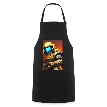 Kampfbot Robot Super Soldier Machine Warrior - Cooking Apron - black - Front - AI Model Male 185 dark (185cm)