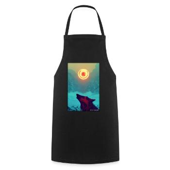 Wolf Animal Motif Nature Wild Mystical Wildlife - Cooking Apron - black - Front - AI Model Male 185 dark (185cm)