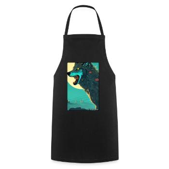 Wolf Animal Motif Nature Wild Mystical Wildlife - Cooking Apron - black - Front - AI Model Male 185 dark (185cm)