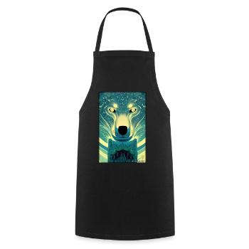 Wolf Animal Motif Nature Wild Mystical Wildlife - Cooking Apron - black - Front - AI Model Male 185 dark (185cm)
