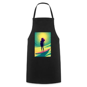 Surfergirl Mädchen Frau Surfbrett Wellen Meer - Kochschürze - Schwarz - Vorne - AI Model Male 185 dark (185cm)