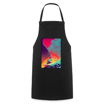 Surfergirl Mädchen Frau Surfbrett Wellen Meer - Kochschürze - Schwarz - Vorne - AI Model Male 185 dark (185cm)