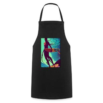 Surfergirl Mädchen Frau Surfbrett Wellen Meer - Kochschürze - Schwarz - Vorne - AI Model Male 185 dark (185cm)