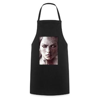 Warrior Woman Sword Vintage Black White - Cooking Apron - black - Front - AI Model Male 185 dark (185cm)