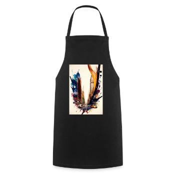 New York In Watercolor II - Cooking Apron - black - Front - AI Model Male 185 dark (185cm)