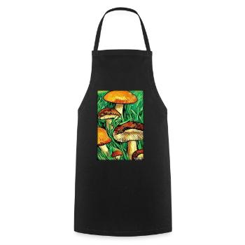 Mushrooms Forest Nature Autumn Nature Love of Nature Hiking - Cooking Apron - black - Front - AI Model Male 185 dark (185cm)
