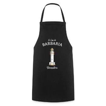 Formentera, Kultiger Leuchtturm Cap de Barbaria, - Kochschürze - Schwarz - Vorne - AI Model Male 185 dark (185cm)