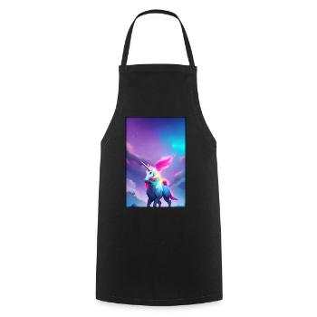 Unicorn Rainbow Magic Fairy Tale Mythical Animal - Cooking Apron - black - Front - AI Model Male 185 dark (185cm)